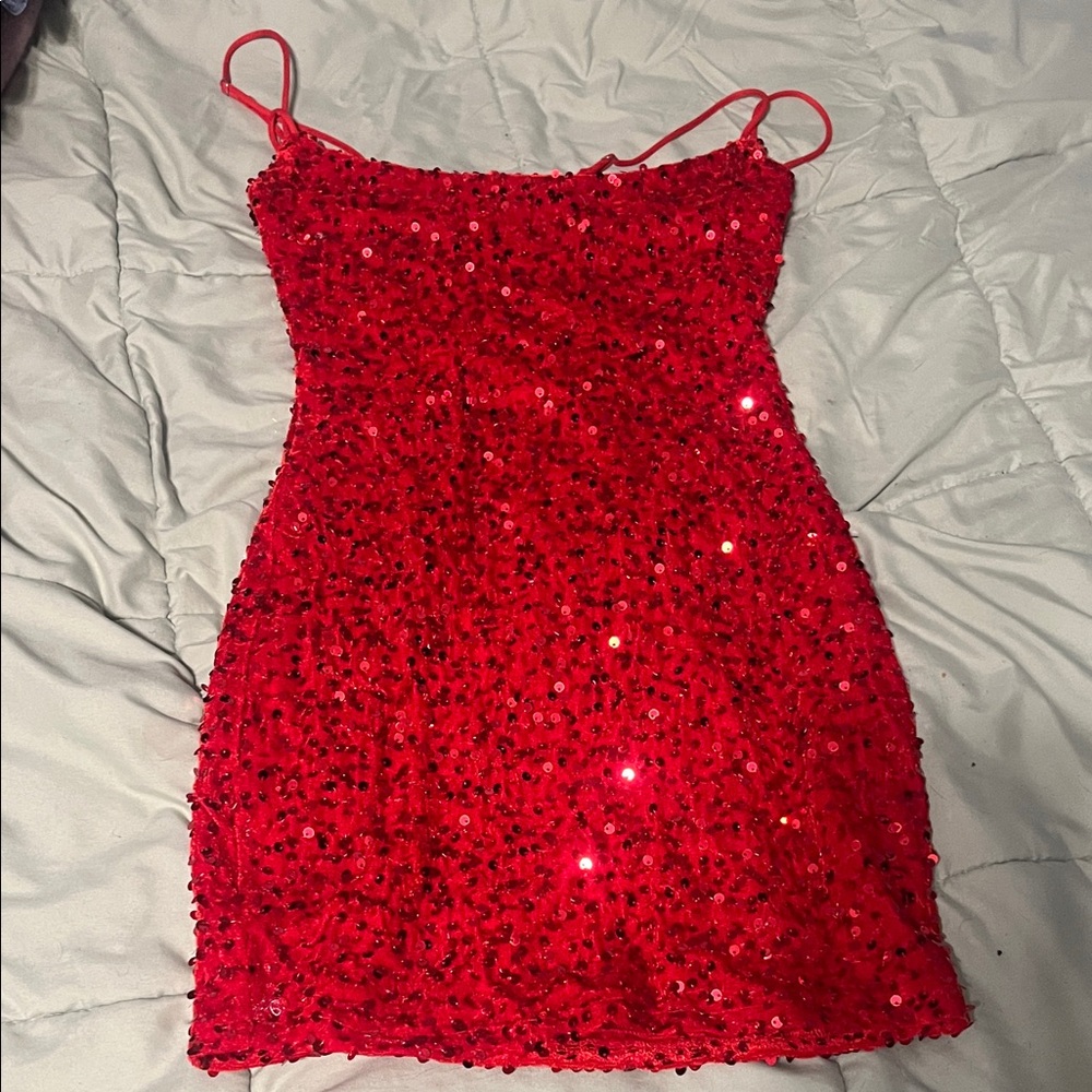 Lucy in the Sky Vibrant Red Sequin Dress